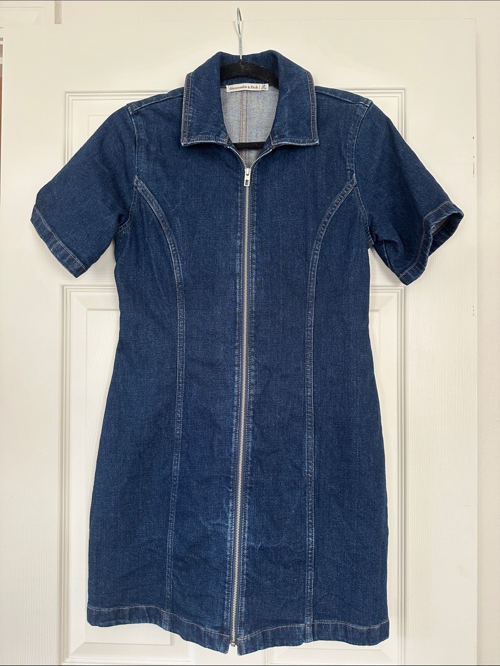 Abercrombie Zip-Front Short Sleeve Denim Dress